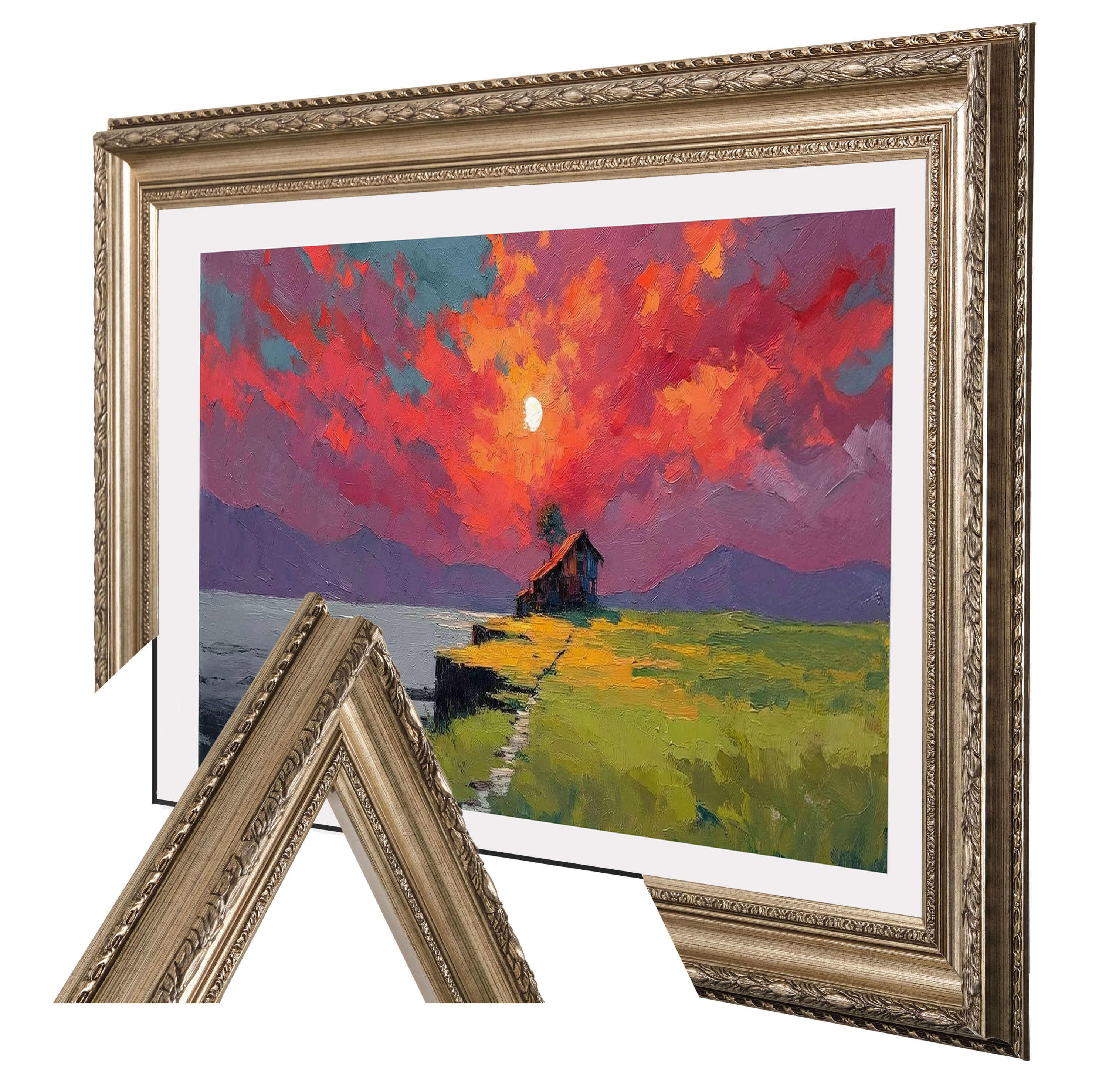 Antique Champagne TV Frame, Compatible with all TV Brand, Customizable TV Frame, Decorative Frame