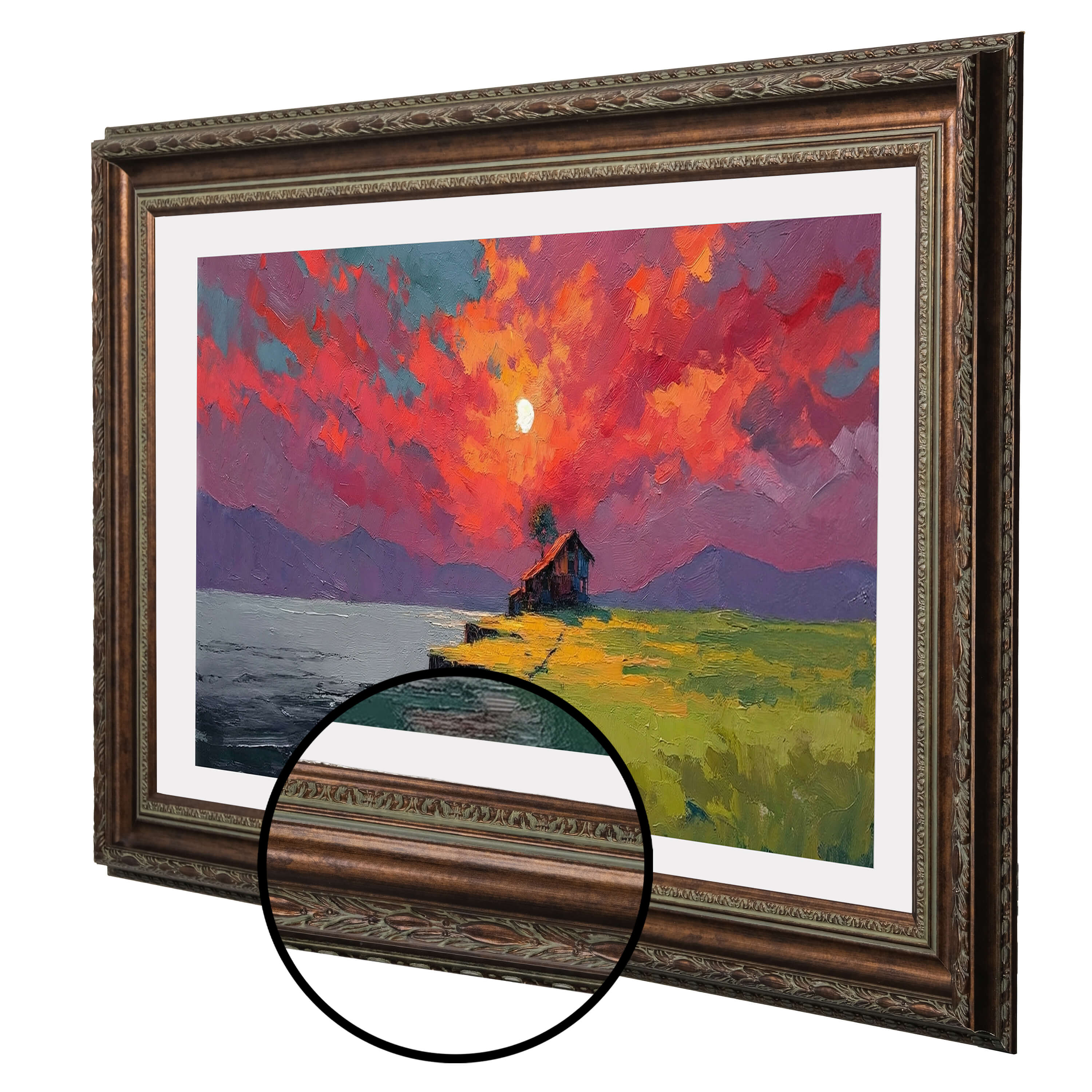 Vintage Dark Walnut TV Frame – Carved Decorative Bezel for Wall Mounted Flat Screens – Universal Fit for All TVs