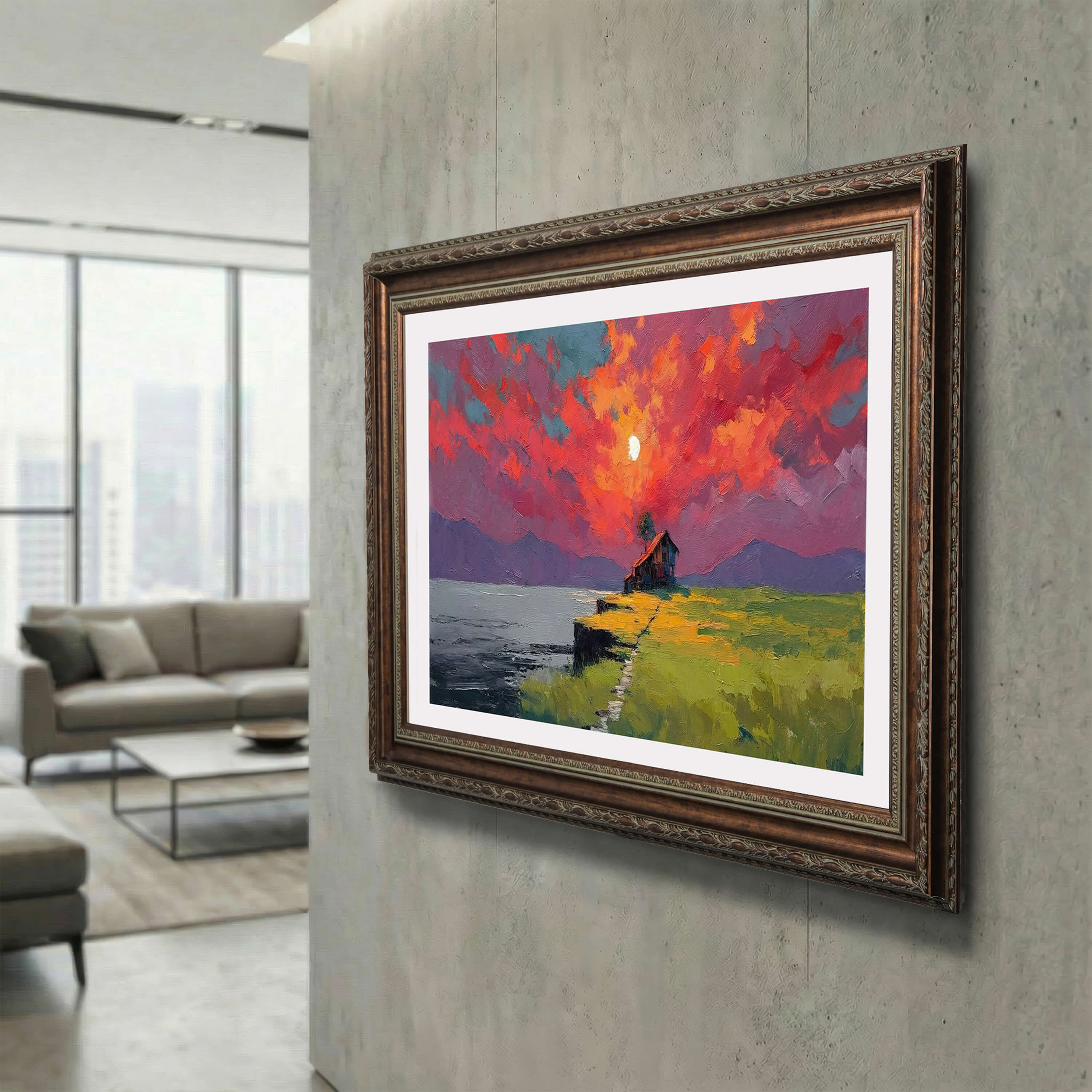 Vintage Dark Walnut TV Frame – Carved Decorative Bezel for Wall Mounted Flat Screens – Universal Fit for All TVs