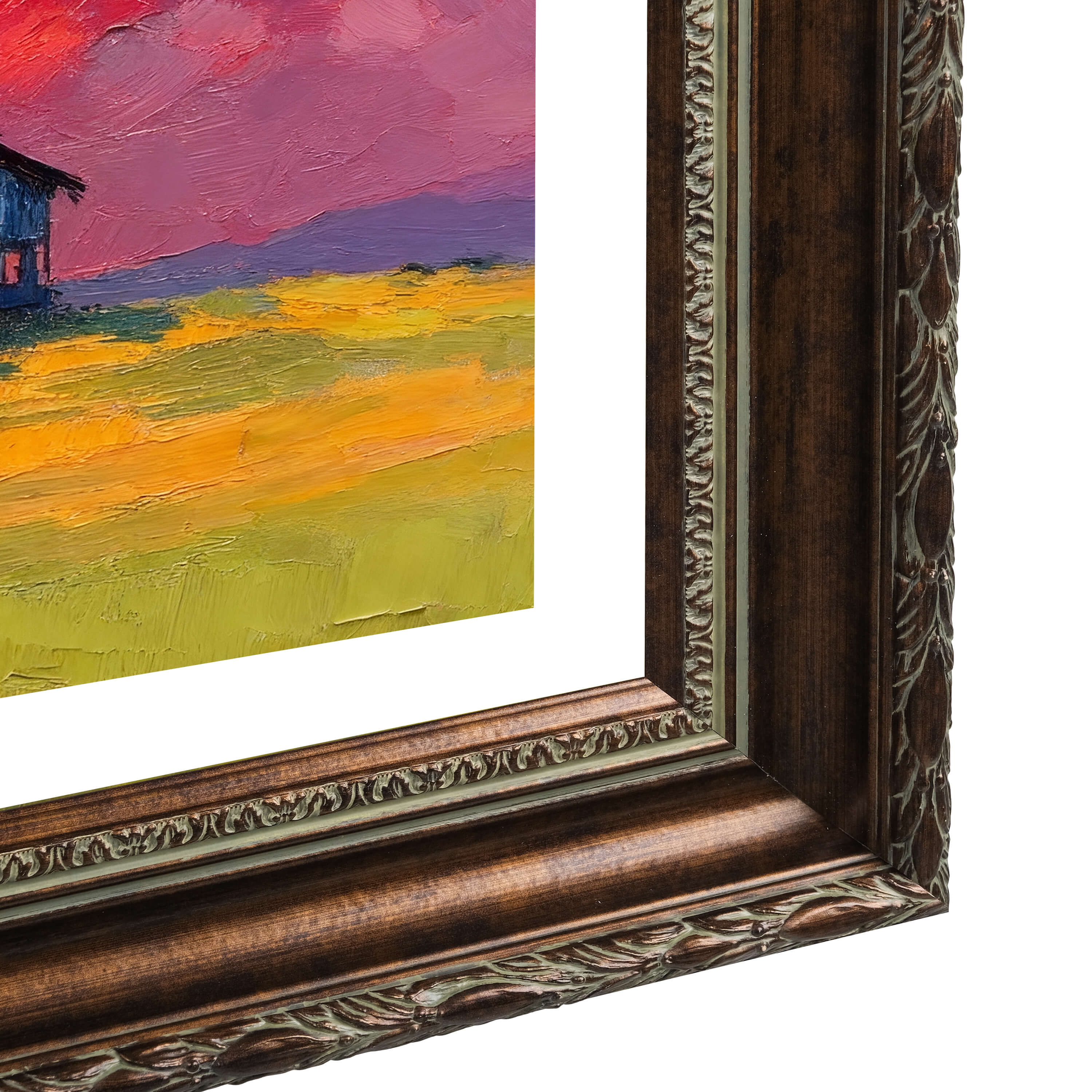 Vintage Dark Walnut TV Frame – Carved Decorative Bezel for Wall Mounted Flat Screens – Universal Fit for All TVs