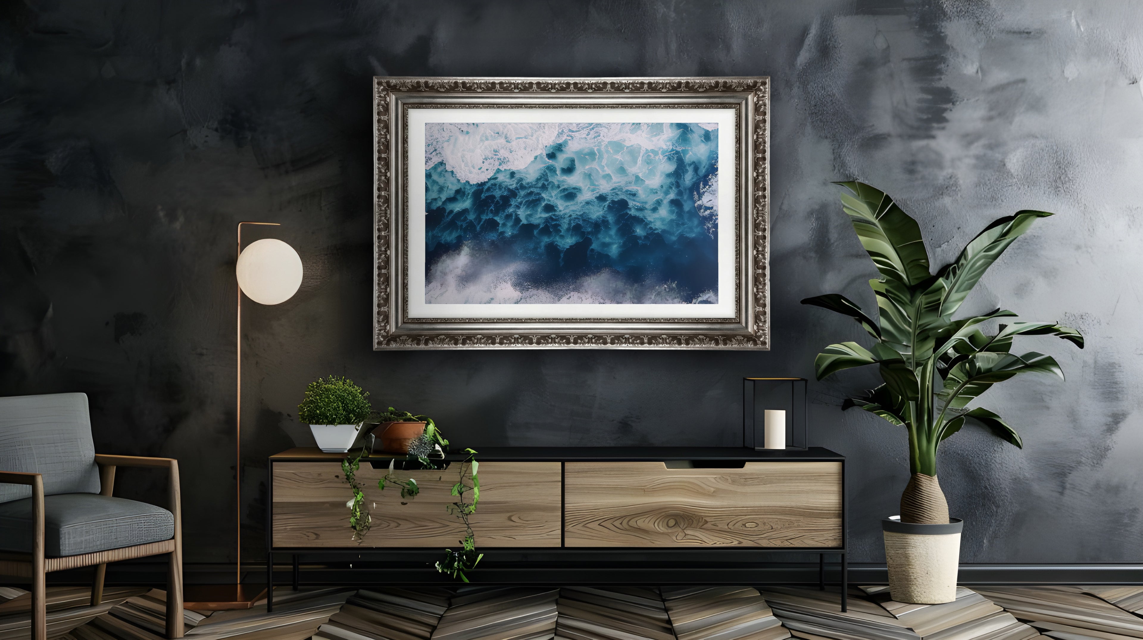 Rustic Silver Bezel TV Frame - Custom TV Frame for All TV Brands – Decorative Frame - Rustic Frame Home Decor