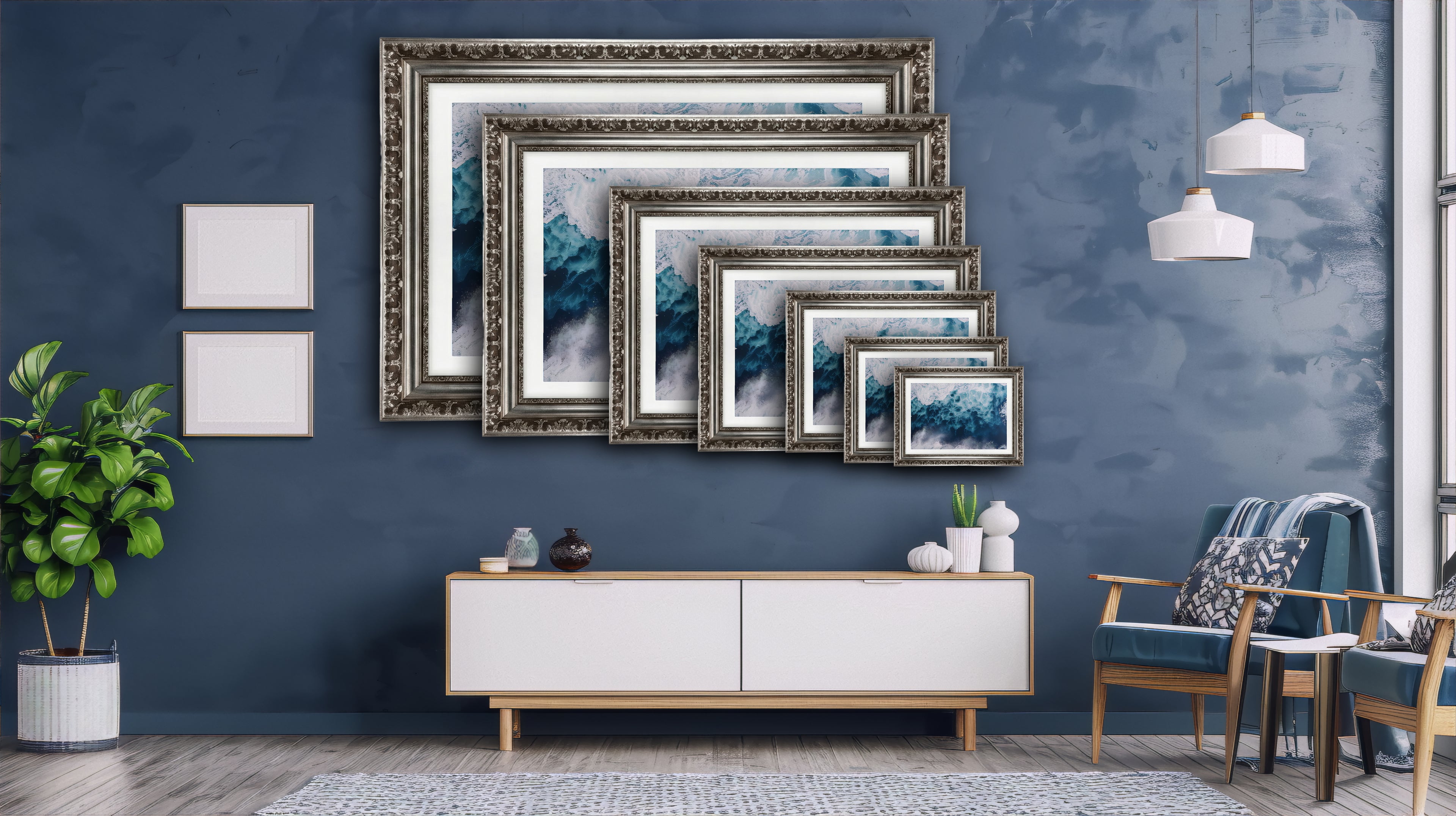 Rustic Silver Bezel TV Frame - Custom TV Frame for All TV Brands – Decorative Frame - Rustic Frame Home Decor