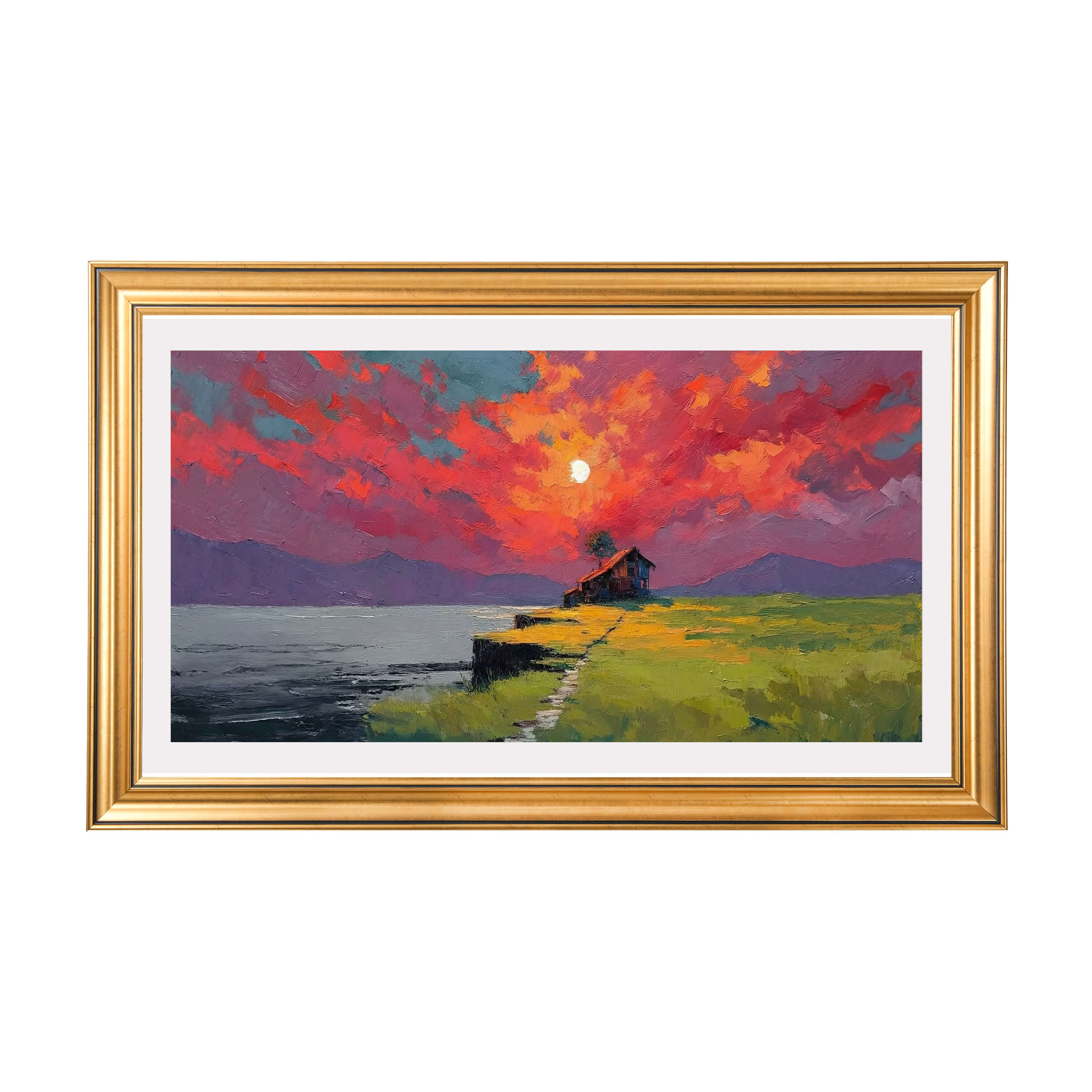 Gold TV Frame – Customizable Decorative TV Bezel – Fits All TV Brands – Striped Wood Look