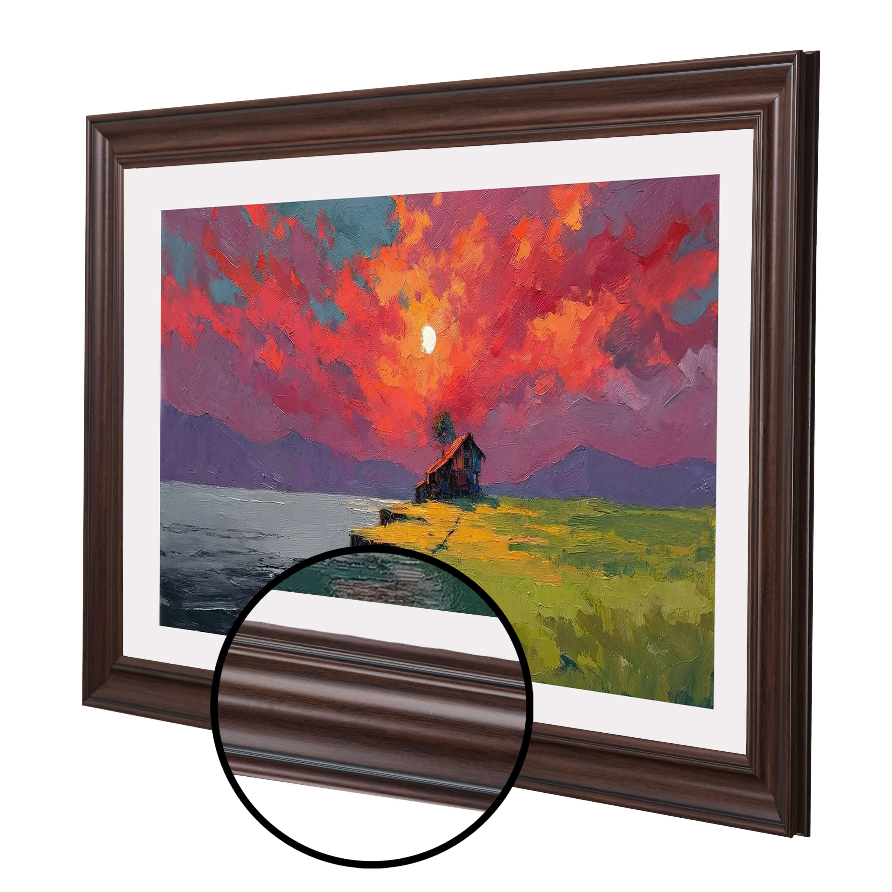 Dark Walnut TV Frame with Black Detail – Decorative Bezel for Wall Mounted Flat Screens – Universal Fit for All TV Models