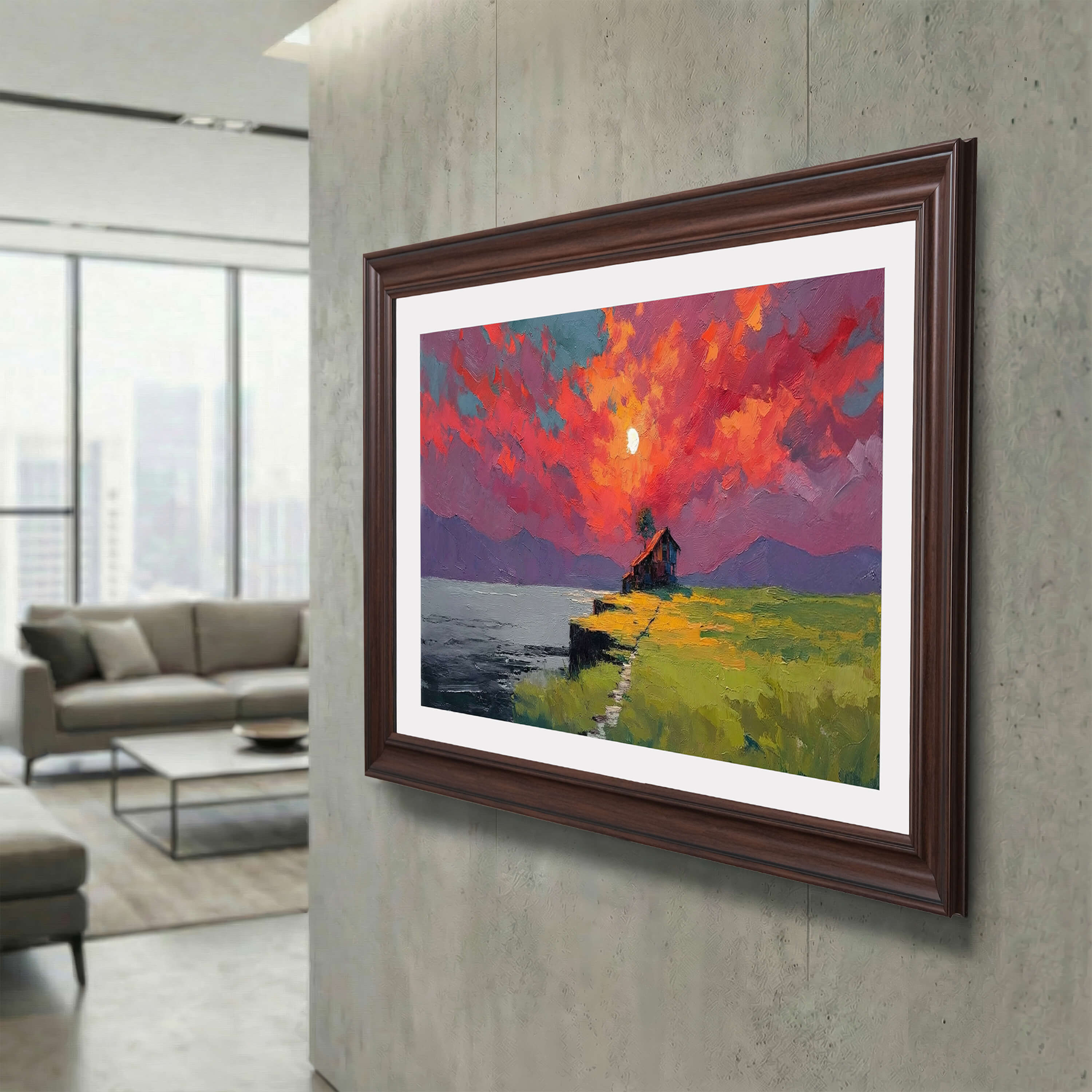 Dark Walnut TV Frame with Black Detail – Decorative Bezel for Wall Mounted Flat Screens – Universal Fit for All TV Models