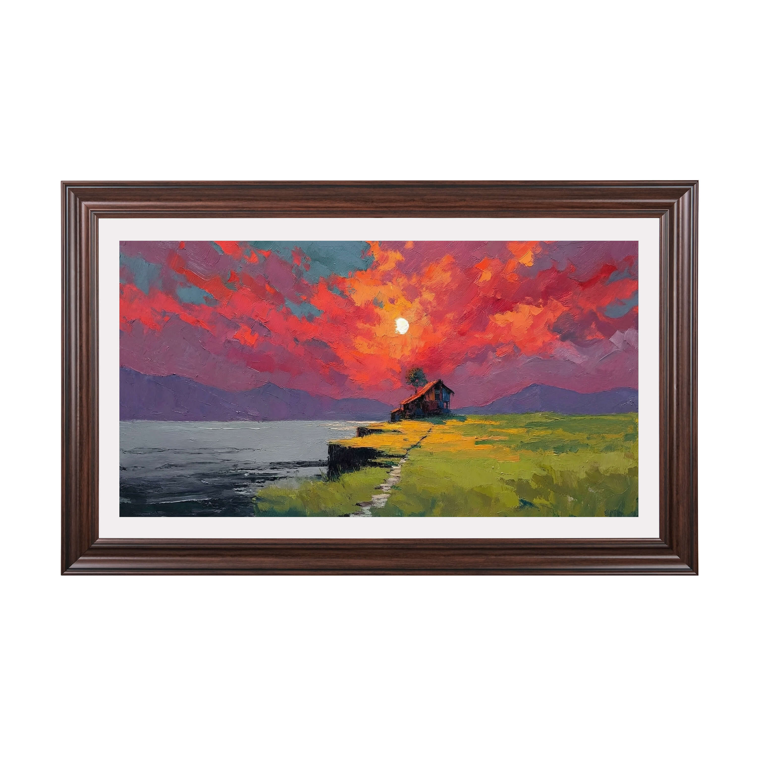 Dark Walnut TV Frame with Black Detail – Decorative Bezel for Wall Mounted Flat Screens – Universal Fit for All TV Models