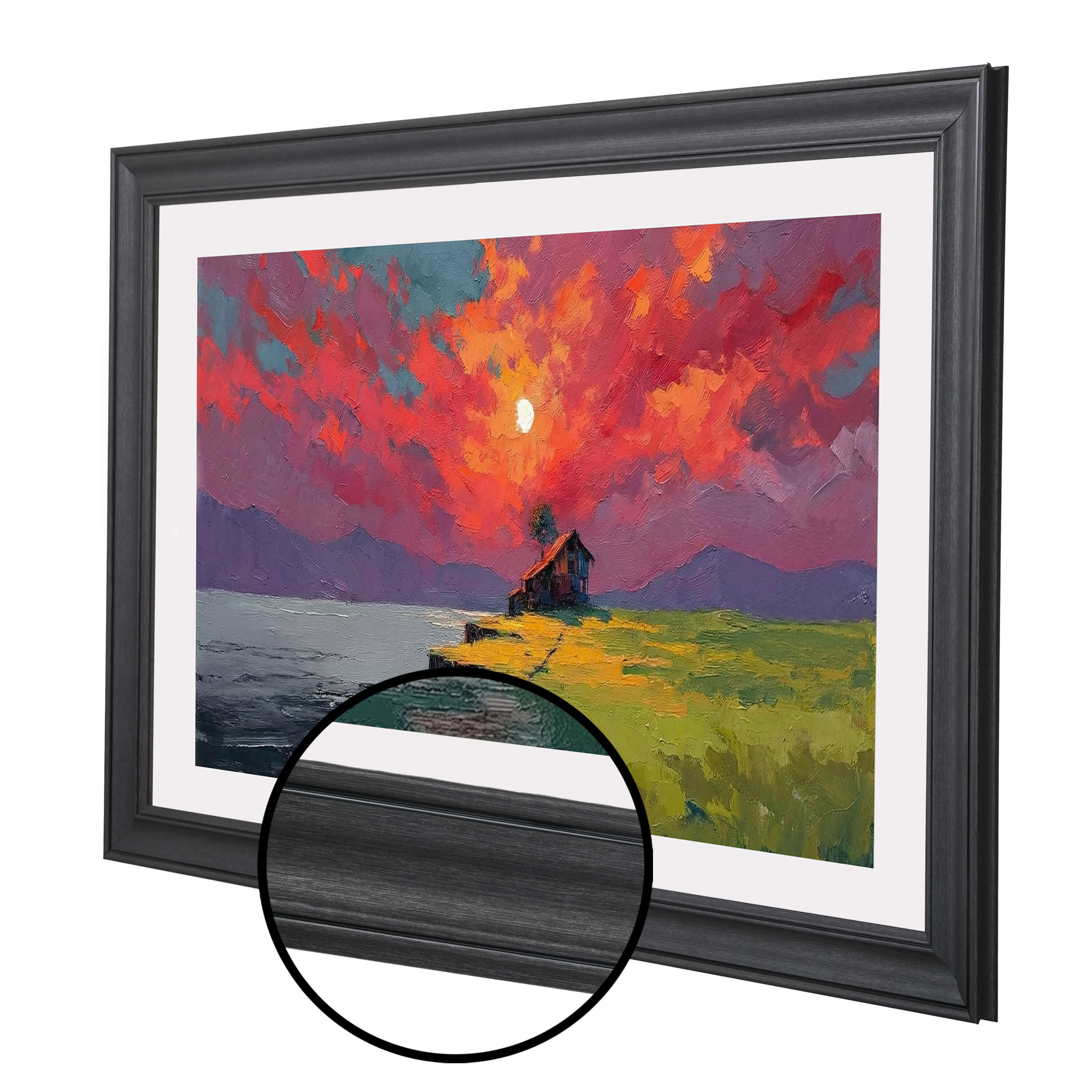 Charcoal Gray TV Frame Bezel with Dark Inner Line for Flat Screen Displays | Decorative Clip-On Home Decor for Wall Mounted Screens