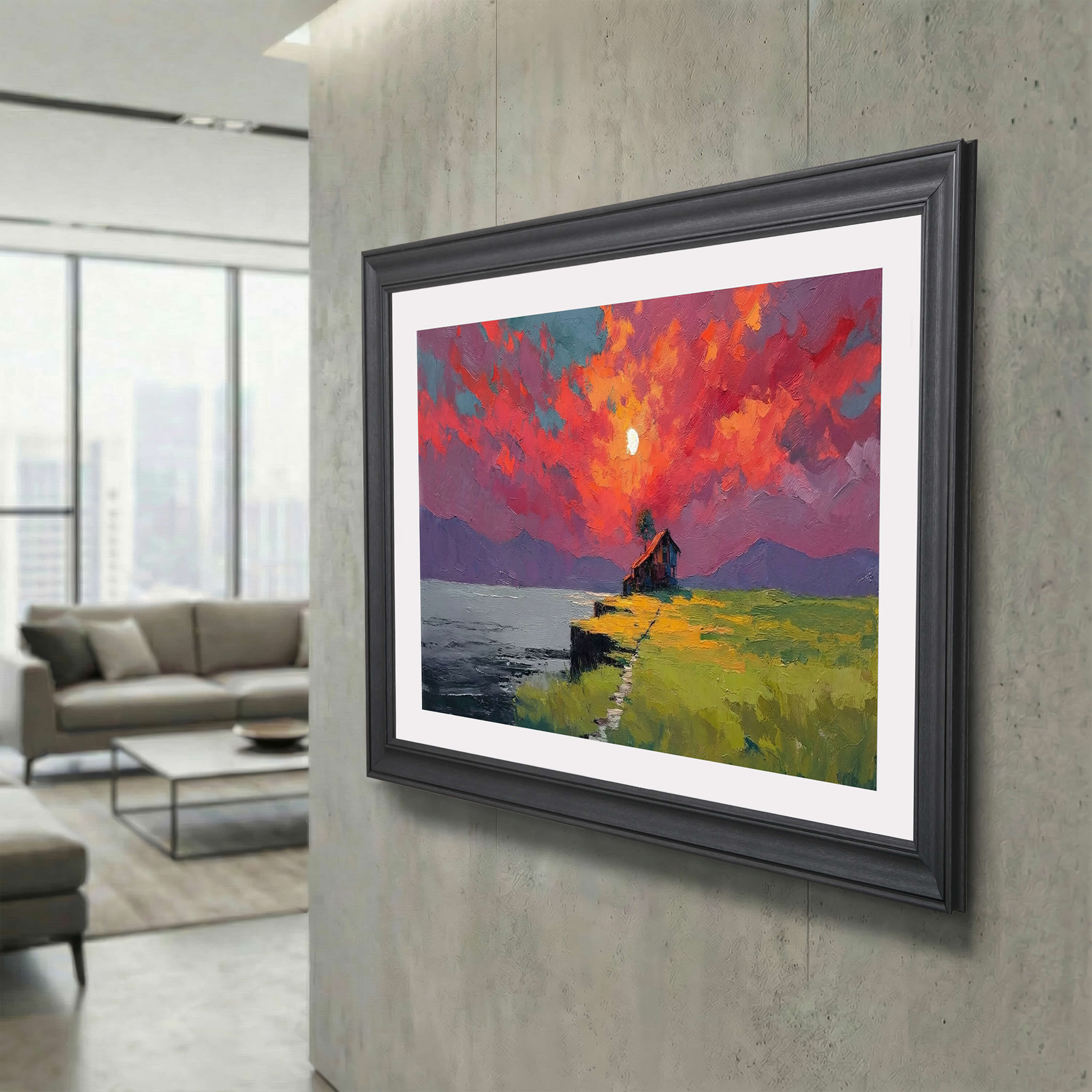 Charcoal Gray TV Frame Bezel with Dark Inner Line for Flat Screen Displays | Decorative Clip-On Home Decor for Wall Mounted Screens