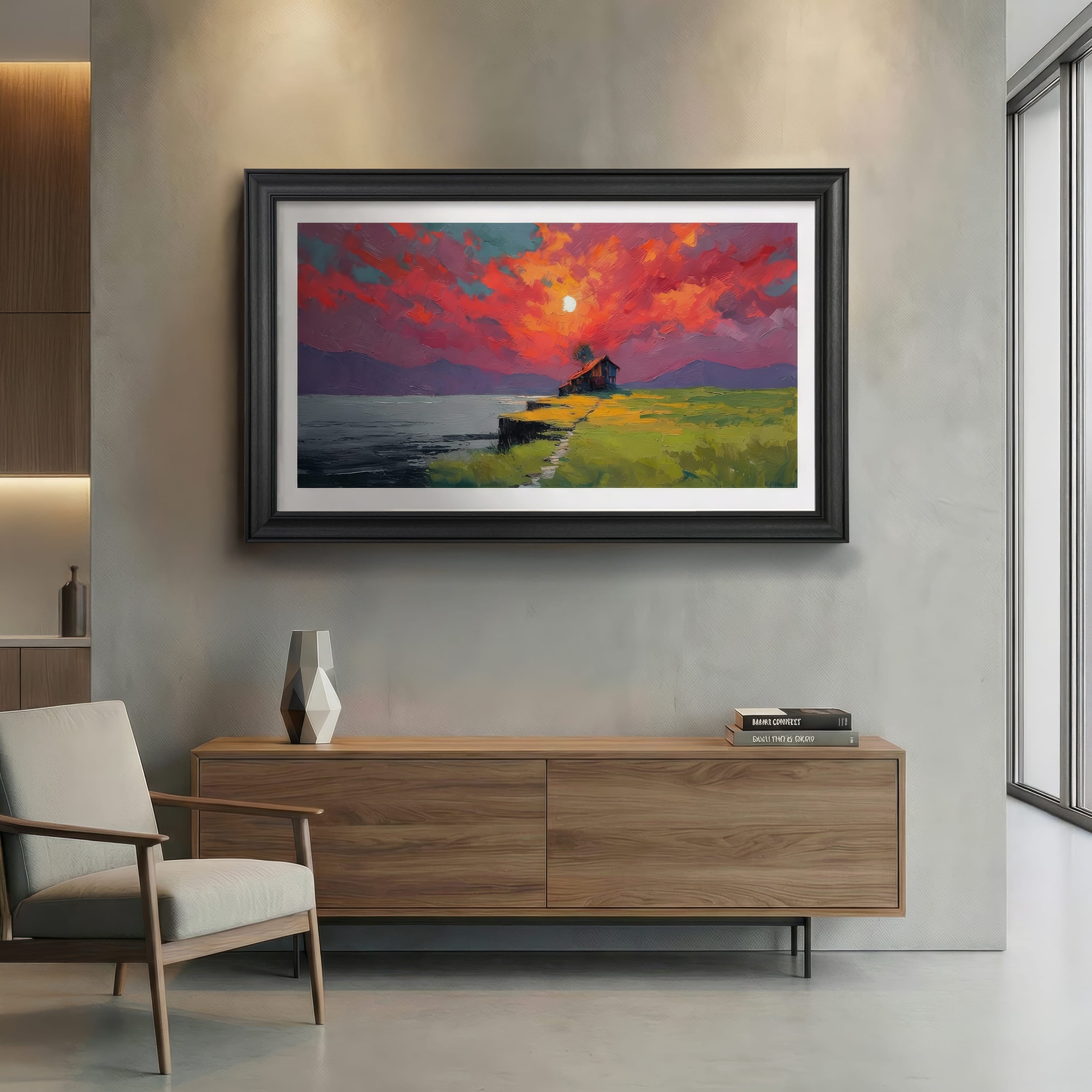 Charcoal Gray TV Frame Bezel with Dark Inner Line for Flat Screen Displays | Decorative Clip-On Home Decor for Wall Mounted Screens