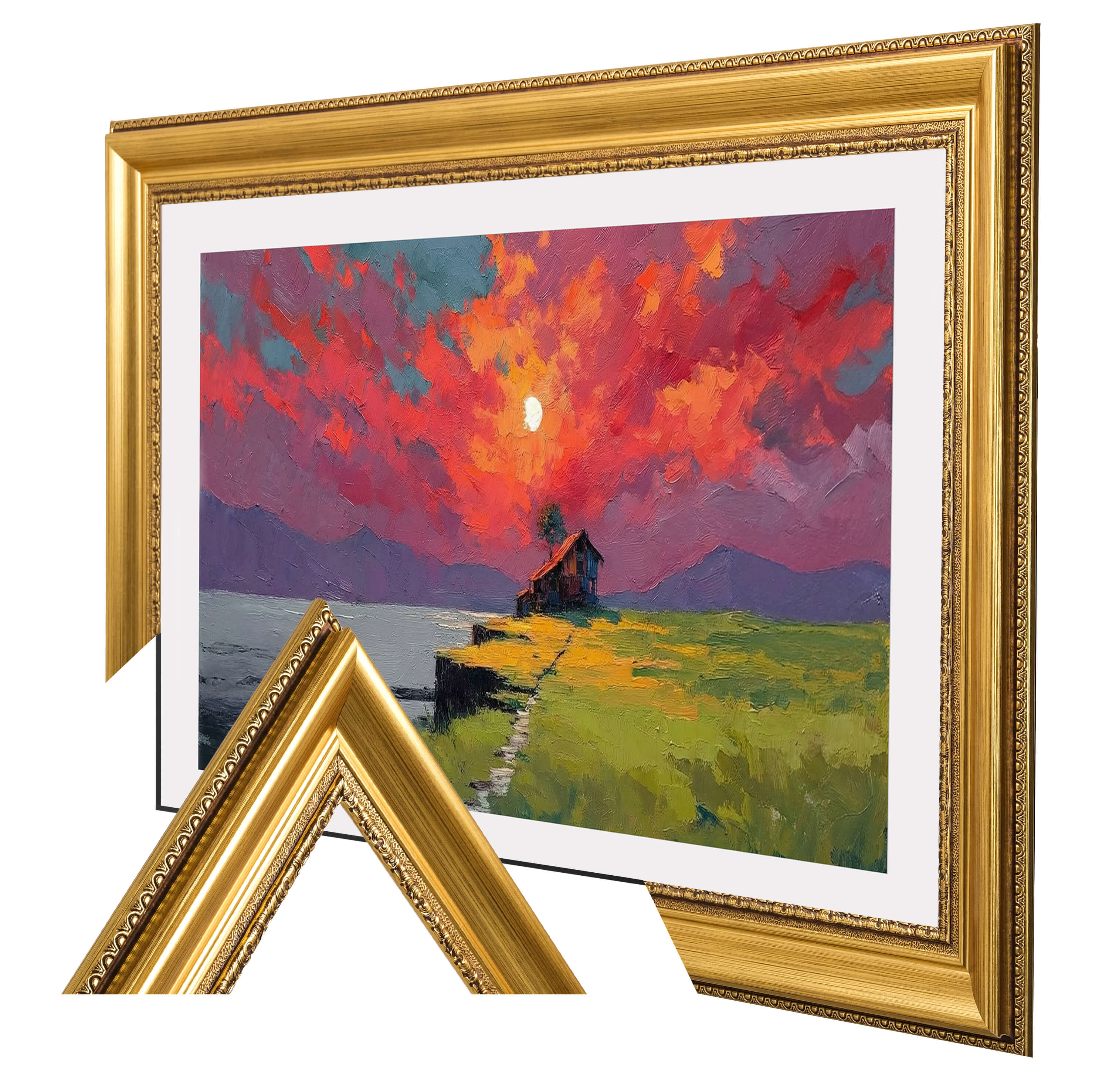 Antique Gold Decorative Customizable TV Frame Bezel | Compatible with all TV Brand