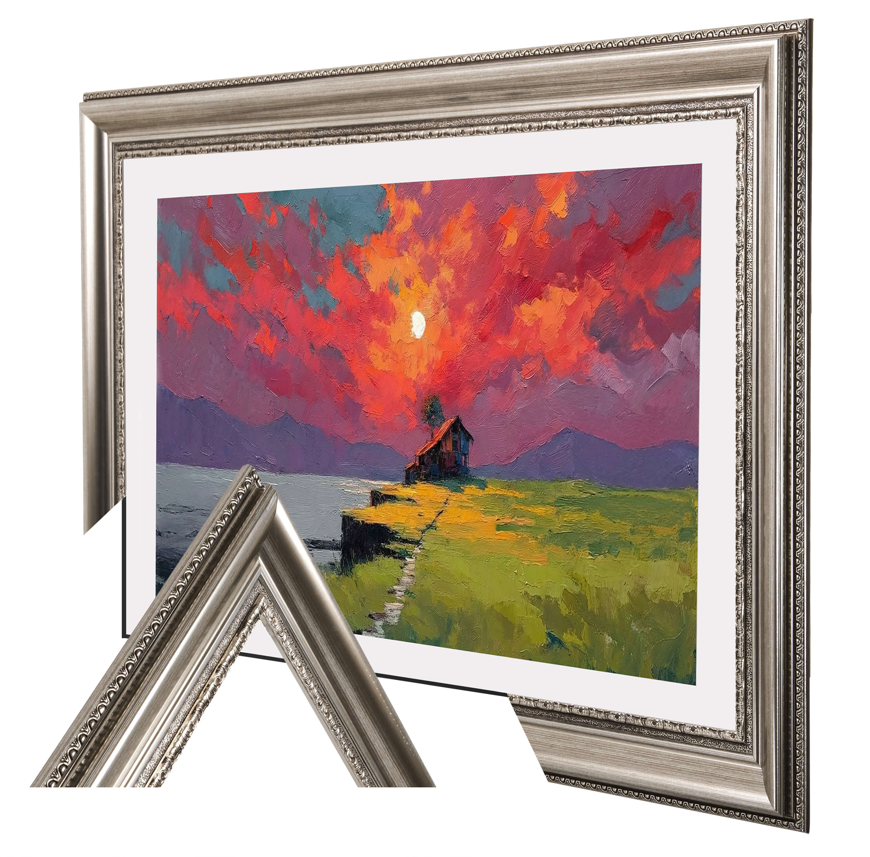 Antique Silver Decorative Customizable TV Frame Bezel | Compatible with all TV Brand