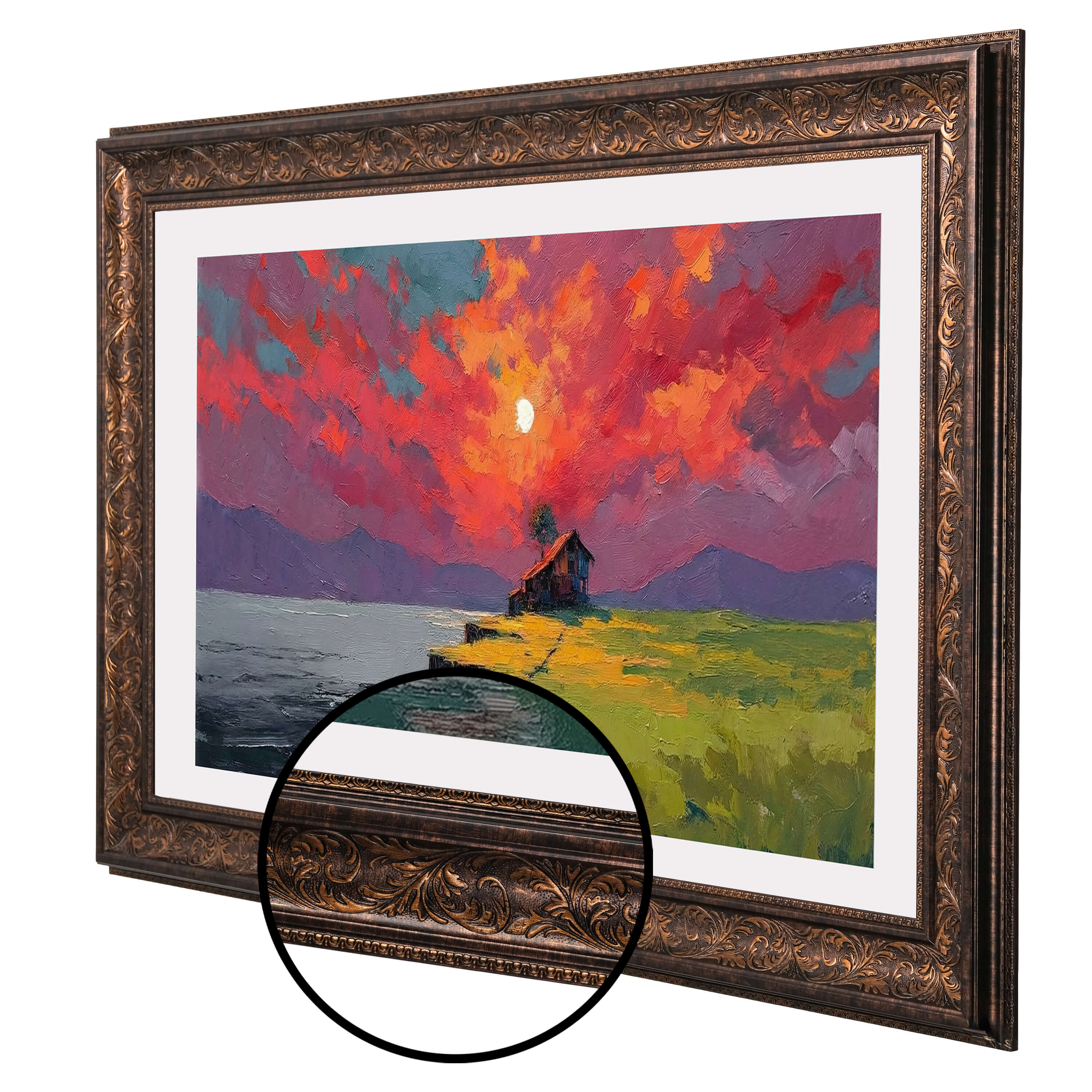 Vintage Dark Walnut TV Frame – Carved Decorative Bezel for Wall Mounted Flat Screens – Universal Fit for All TVs