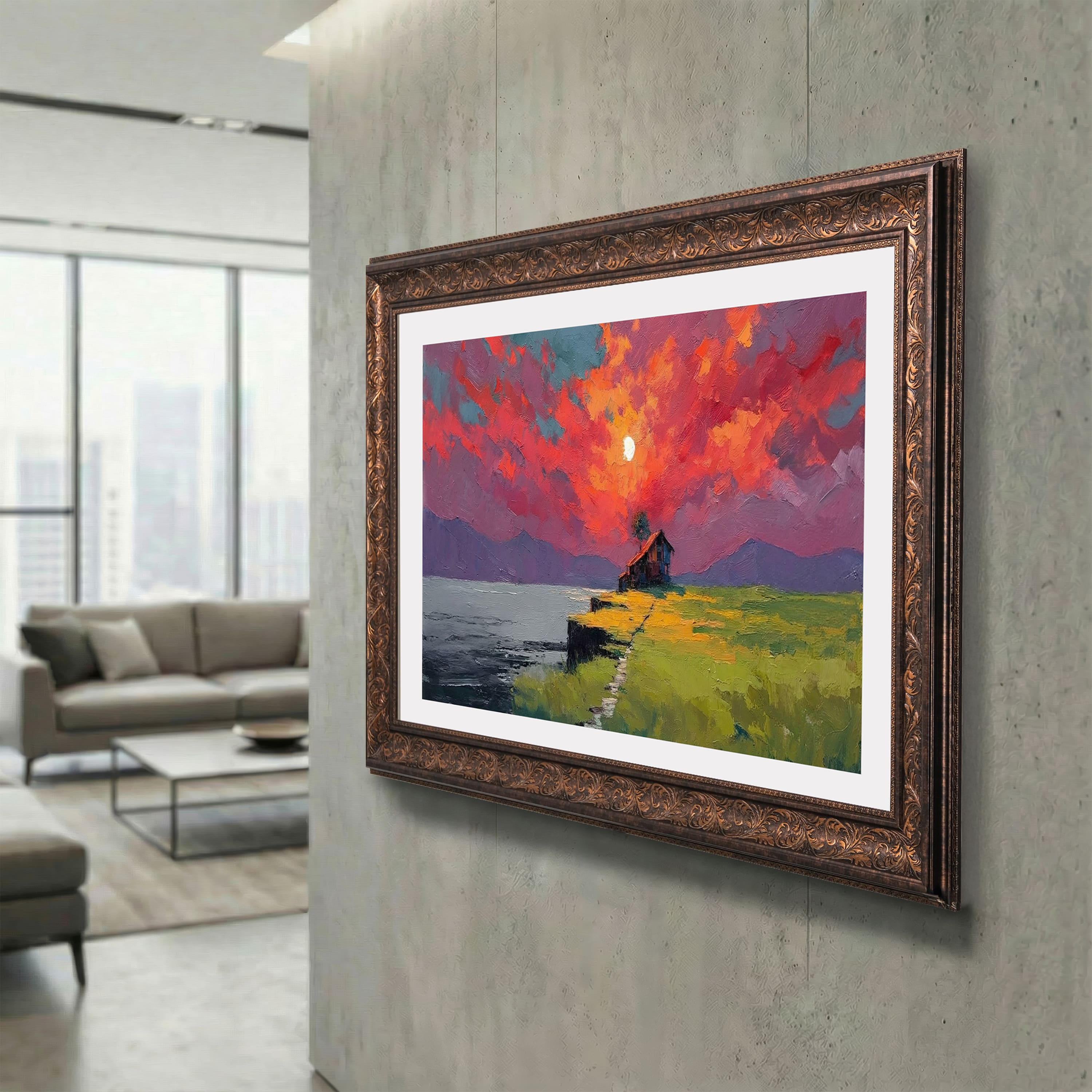 Vintage Dark Walnut TV Frame – Carved Decorative Bezel for Wall Mounted Flat Screens – Universal Fit for All TVs