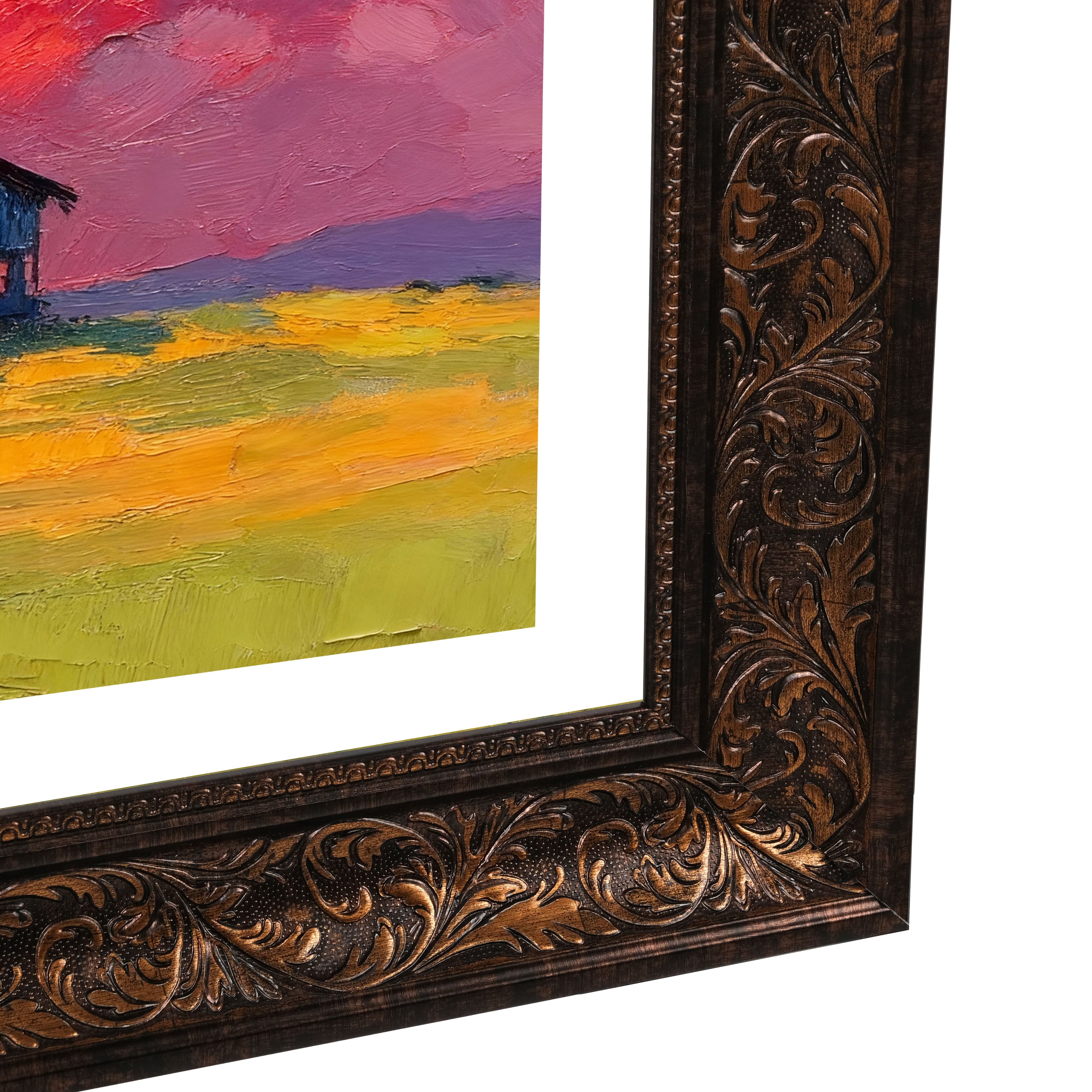 Vintage Dark Walnut TV Frame – Carved Decorative Bezel for Wall Mounted Flat Screens – Universal Fit for All TVs