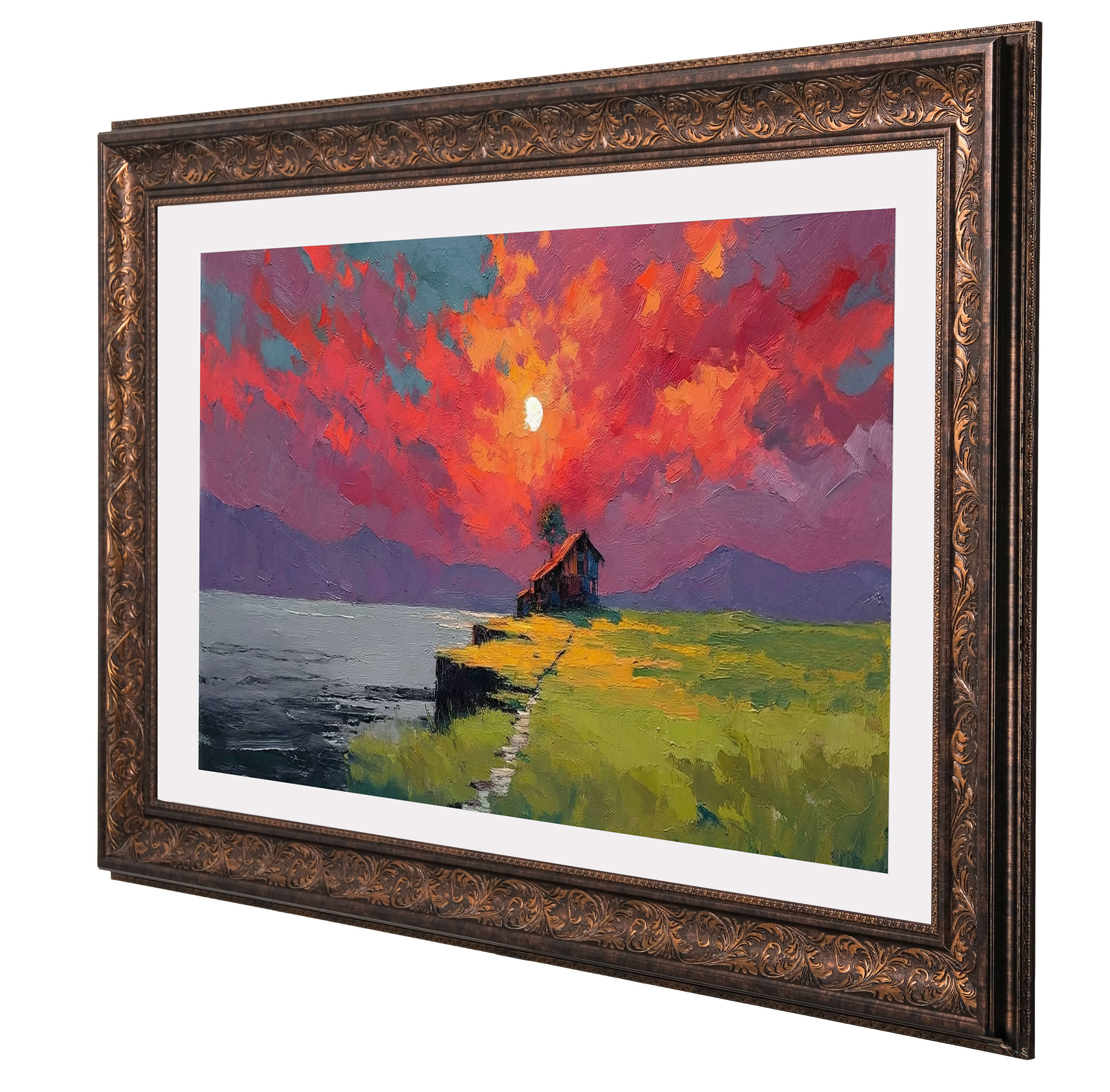 Vintage Dark Walnut TV Frame – Carved Decorative Bezel for Wall Mounted Flat Screens – Universal Fit for All TVs